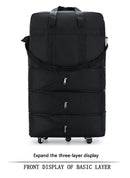 Pacote de viagem rodas para mulheres homens expansível dobrável trole bagagem versátil mala preta para viagem de fim de semana saco noturno