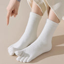 Unisex velo grosso cinco dedo meias, meias quentes toe, tubo médio, inverno, homens, mulheres, 3 pares