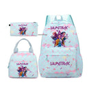 Conjunto de mochila com estampa KPop Demon Hunter com lancheira e bolsa de lápis, mochila externa leve e respirável de grande capacidade