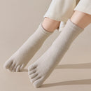 Unisex velo grosso cinco dedo meias, meias quentes toe, tubo médio, inverno, homens, mulheres, 3 pares