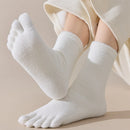 Unisex velo grosso cinco dedo meias, meias quentes toe, tubo médio, inverno, homens, mulheres, 3 pares