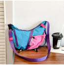 Bolsa de ombro multifuncional ajustável, à prova d'água, cor contrastante, feminina, moda coreana, leve, bolsa crossbody