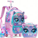 Mochila rolante para meninas crianças mochila com rodas mochila para estudantes do ensino fundamental carry on bagagem bookbag com rolo