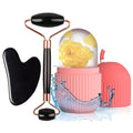 Conjunto de Rolos Faciais de Gelo, Ferramenta de Massagem Gua Sha para Contorno e Lifting Facial
