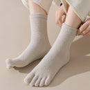 Unisex velo grosso cinco dedo meias, meias quentes toe, tubo médio, inverno, homens, mulheres, 3 pares