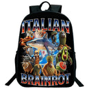 Engraçado italiano brainrot impresso mochila para meninos meninas cappuccino assassino mochila crianças bookbag italiano brainrot sacos