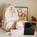 3 pçs conjunto bonito grande capacidade mochila coreano moda arco impressão saco sacos de náilon estudante mochila alça ajustável mochila viagem