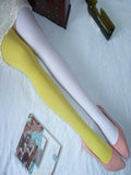 Duas tons moldando lindas meias de perna, meias de perna de emagrecimento, listras verticais largas de emagrecimento, meia-calça sexy de retalhos