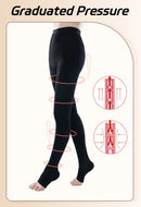 Meia-calça de compressão médica 34-46mmhg mulheres coxas dedo do pé aberto classe 3 suporte de pressão meia de veias varicosas plus size