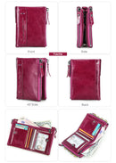 Contact's moda couro genuíno carteira feminina bifold titular do cartão moeda bolsa pequena bolsa feminina clipe de dinheiro masculino bolso carteiras