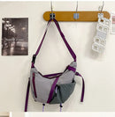 Bolsa de ombro multifuncional ajustável, à prova d'água, cor contrastante, feminina, moda coreana, leve, bolsa crossbody