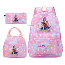 Conjunto de mochila com estampa KPop Demon Hunter com lancheira e bolsa de lápis, mochila externa leve e respirável de grande capacidade