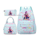 Conjunto de mochila com estampa KPop Demon Hunter com lancheira e bolsa de lápis, mochila externa leve e respirável de grande capacidade